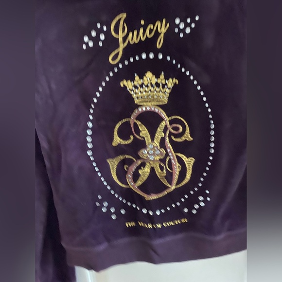 Vintage 2000s Juicy Couture Royal Purple Bomber Jacket with Gold Embellishments - Picture 3 of 5
